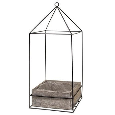 2 Set Wood Plant Holder w Metal Frame - The Fox Decor